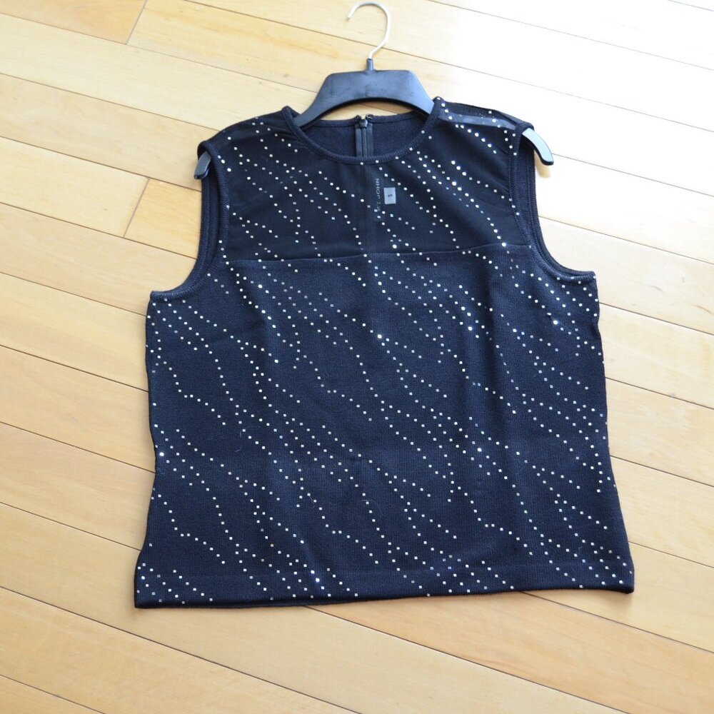St John black embellished sleeveless top Size S